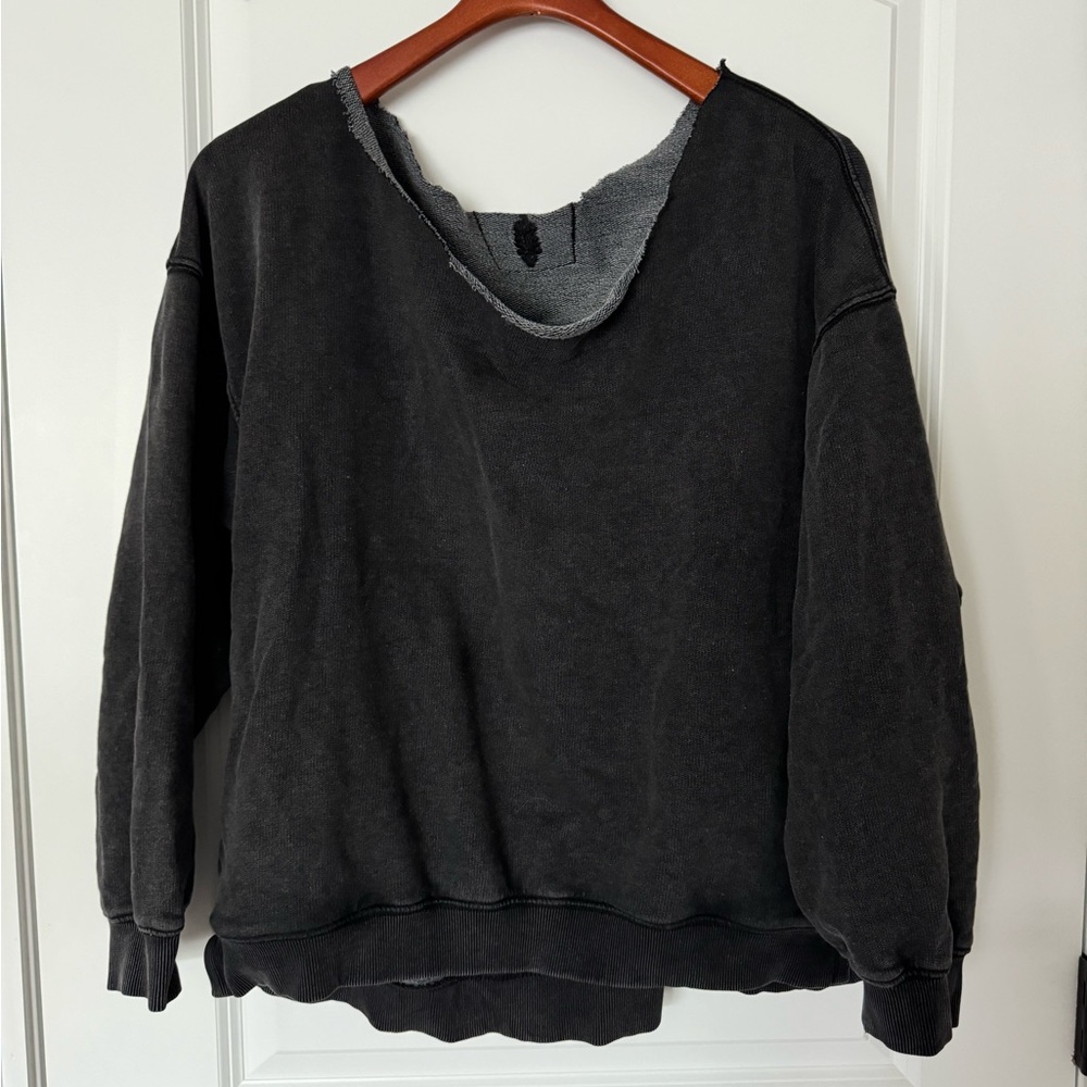 Black Free People Distressed Sweatshirt